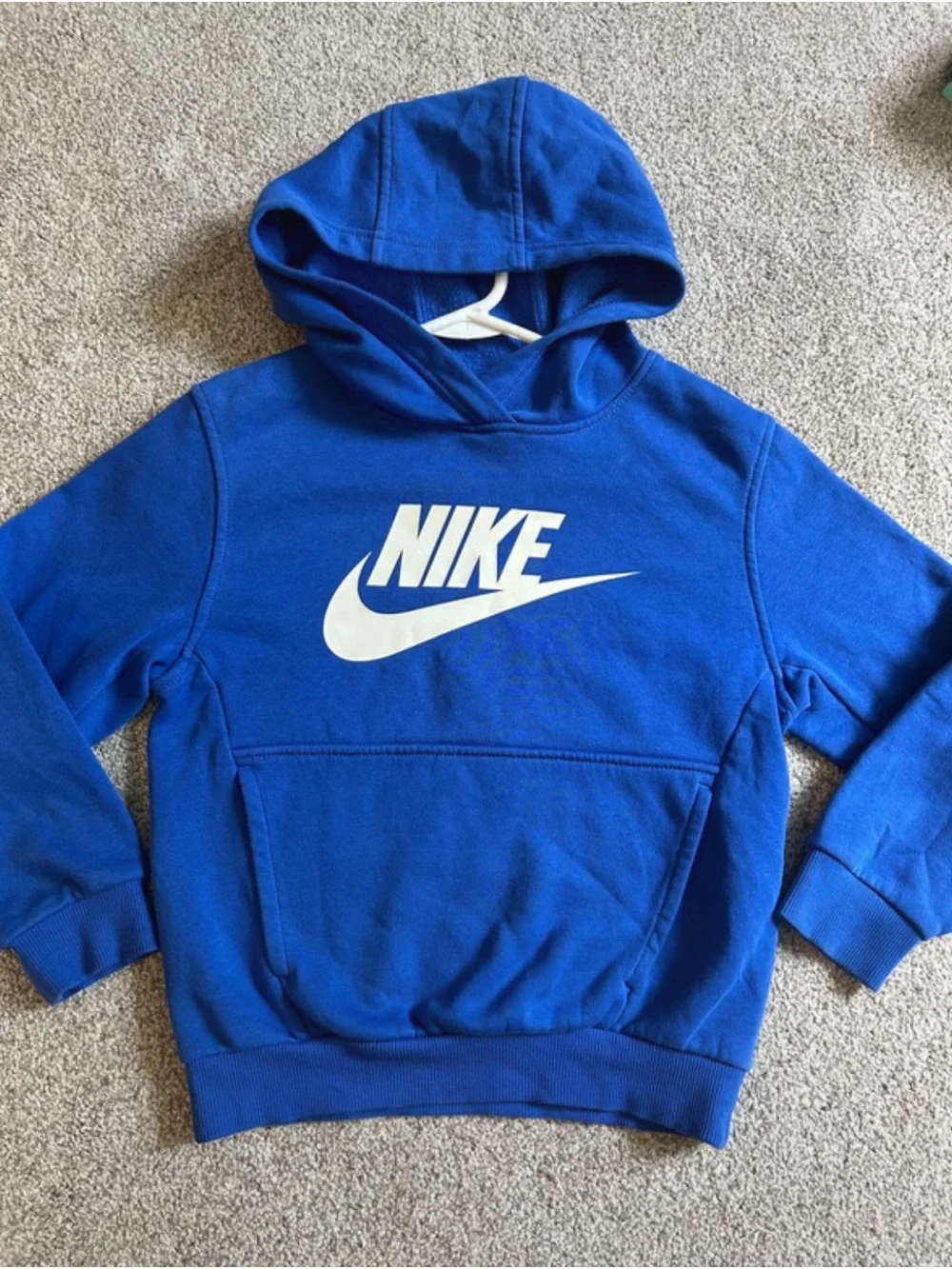 Nike Kids Royal Blue Pullover Hoodie with White Swoosh